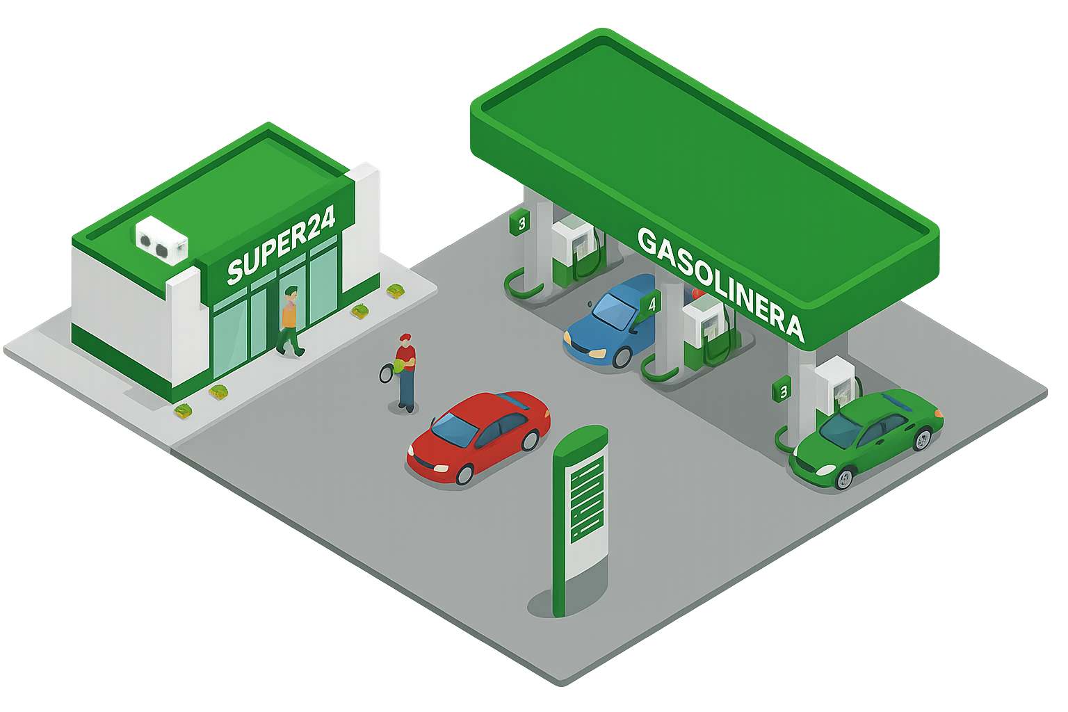 Surtidor de combustible con hoja verde
